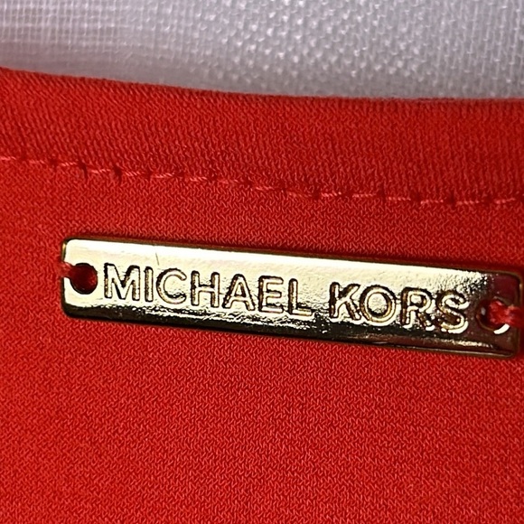 Micheal Kors,blouse,Tulip sleeve ,cut out,metal logo blouse in coral color.EC - Picture 5 of 15